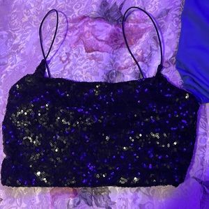 Black glitter crop top